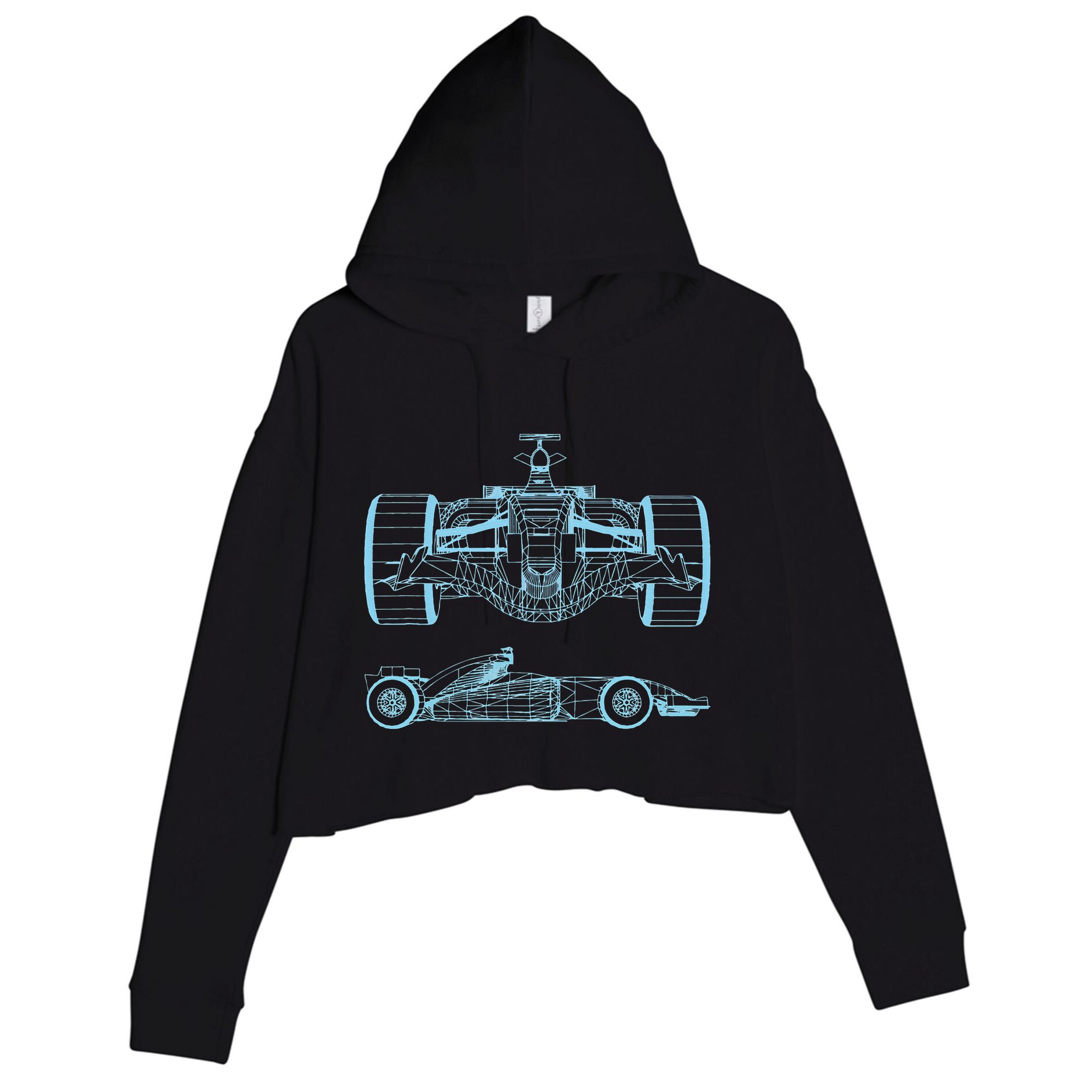 Formula Racing Car Silhouette Mechanical Engineering draw Crop Fleece Hoodie