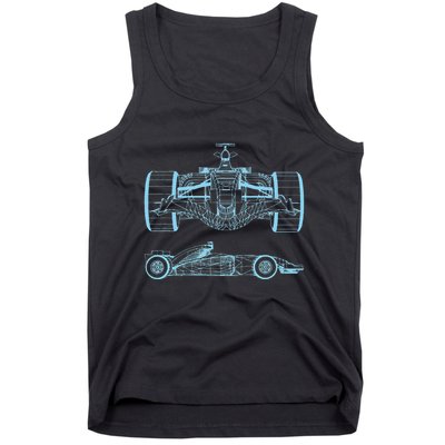 Formula Racing Car Silhouette Mechanical Engineering draw Tank Top