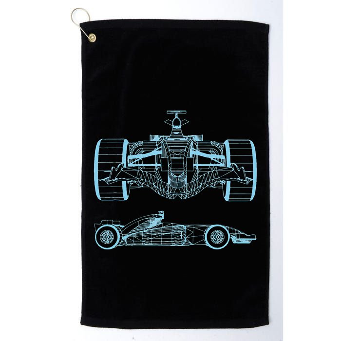 Formula Racing Car Silhouette Mechanical Engineering draw Golf Towel
