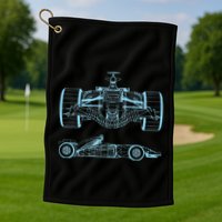 Formula Racing Car Silhouette Mechanical Engineering draw Golf Towel