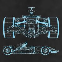 Formula Racing Car Silhouette Mechanical Engineering draw Golf Towel