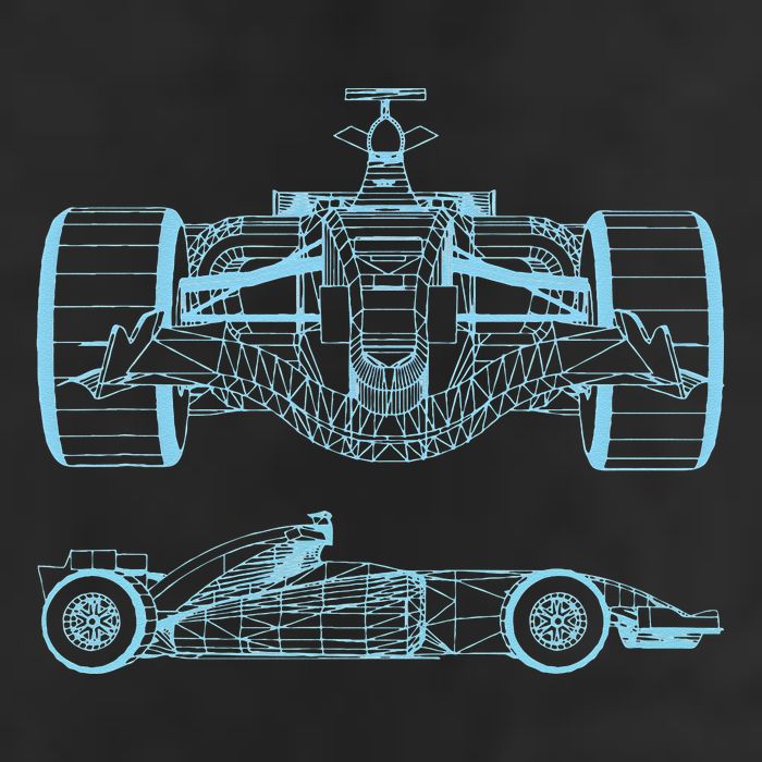 Formula Racing Car Silhouette Mechanical Engineering draw Golf Towel