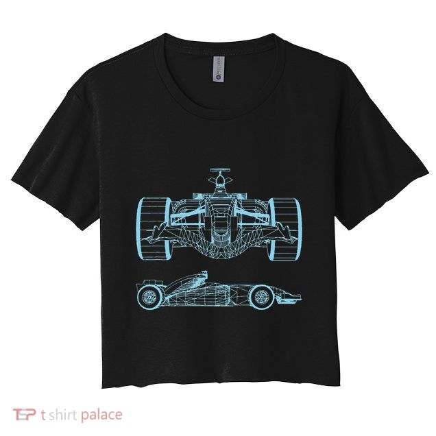Formula Racing Car Silhouette Mechanical Engineering draw Crop Top