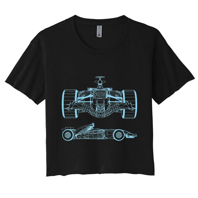 Formula Racing Car Silhouette Mechanical Engineering draw Crop Top