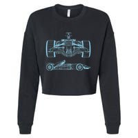 Formula Racing Car Silhouette Mechanical Engineering draw Cropped Pullover Crew