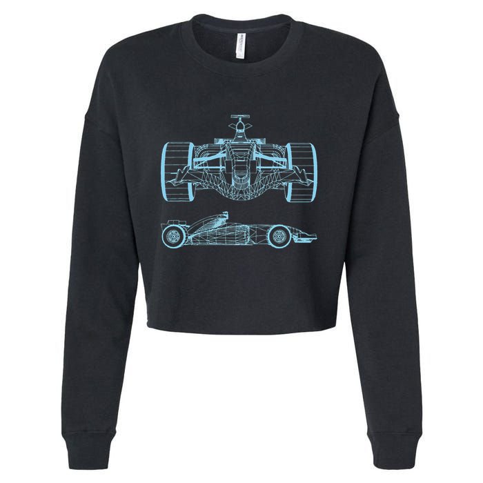 Formula Racing Car Silhouette Mechanical Engineering draw Cropped Pullover Crew