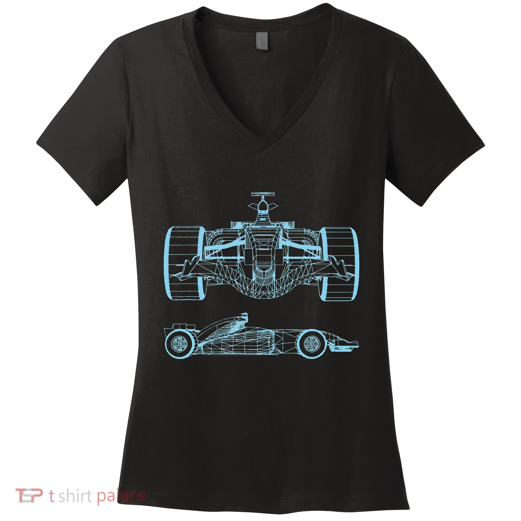Formula Racing Car Silhouette Mechanical Engineering draw Women's V-Neck T-Shirt