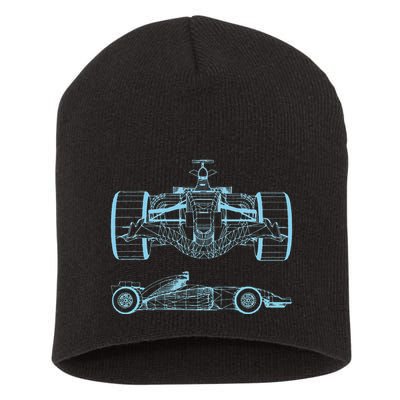 Formula Racing Car Silhouette Mechanical Engineering draw Short Acrylic Beanie