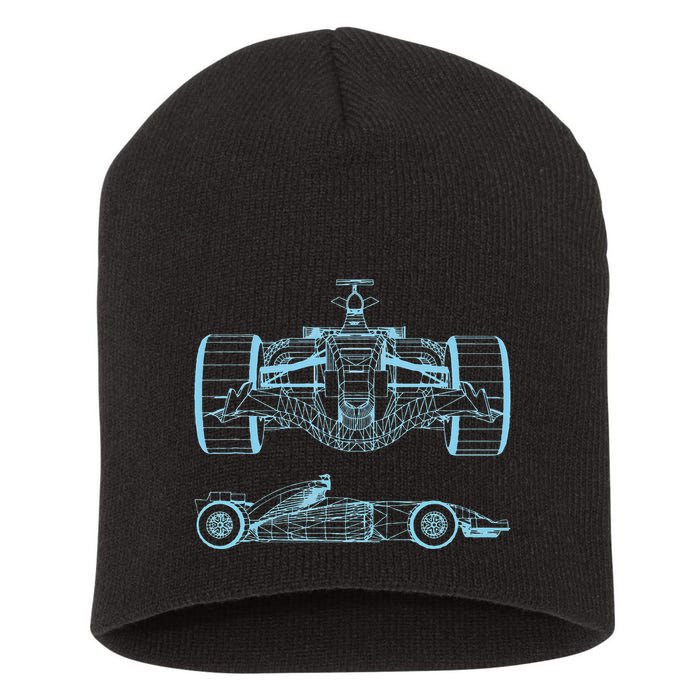 Formula Racing Car Silhouette Mechanical Engineering draw Short Acrylic Beanie