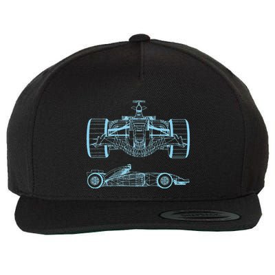 Formula Racing Car Silhouette Mechanical Engineering draw Wool Snapback Cap