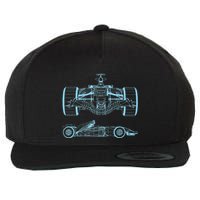 Formula Racing Car Silhouette Mechanical Engineering draw Wool Snapback Cap