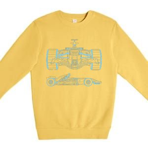 Formula Racing Car Silhouette Mechanical Engineering Draw Premium Crewneck Sweatshirt