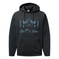 Formula Racing Car Silhouette Mechanical Engineering Draw Performance Fleece Hoodie