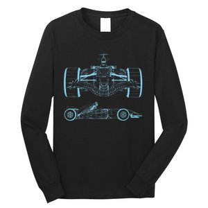 Formula Racing Car Silhouette Mechanical Engineering Draw Long Sleeve Shirt