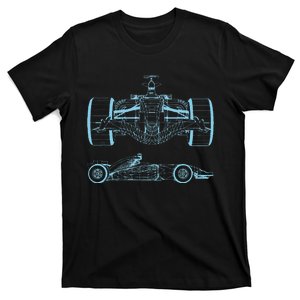 Formula Racing Car Silhouette Mechanical Engineering Draw T-Shirt