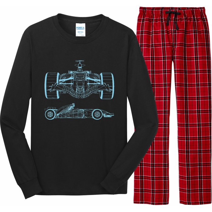 Formula Racing Car Silhouette Mechanical Engineering Draw Long Sleeve Pajama Set