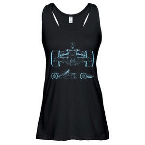 Formula Racing Car Silhouette Mechanical Engineering Draw Ladies Essential Flowy Tank