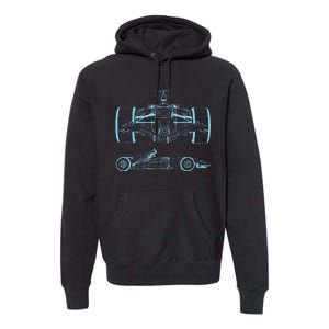 Formula Racing Car Silhouette Mechanical Engineering Draw Premium Hoodie