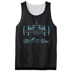 Formula Racing Car Silhouette Mechanical Engineering Draw Mesh Reversible Basketball Jersey Tank