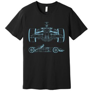 Formula Racing Car Silhouette Mechanical Engineering Draw Premium T-Shirt