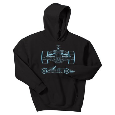 Formula Racing Car Silhouette Mechanical Engineering Draw Kids Hoodie