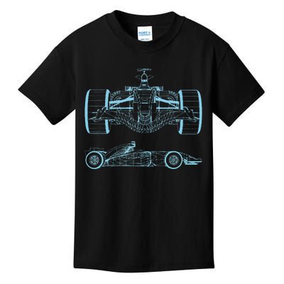 Formula Racing Car Silhouette Mechanical Engineering Draw Kids T-Shirt