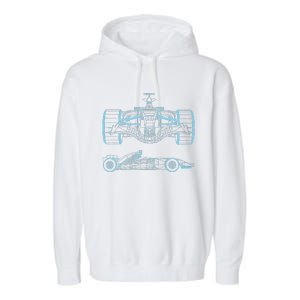 Formula Racing Car Silhouette Mechanical Engineering Draw Garment-Dyed Fleece Hoodie