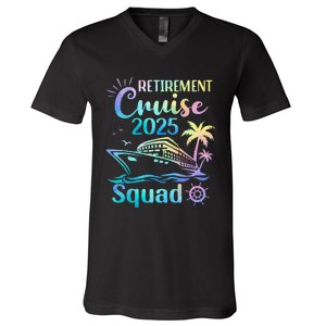 Funny Retirement Cruise 2025 Squad Tie Dye Retired Cruising Gift V-Neck T-Shirt