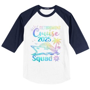 Funny Retirement Cruise 2025 Squad Tie Dye Retired Cruising Gift Baseball Sleeve Shirt