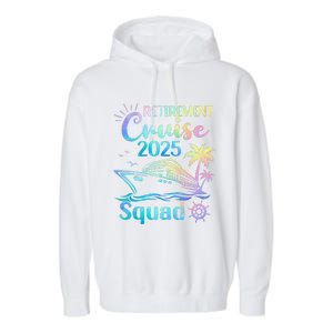 Funny Retirement Cruise 2025 Squad Tie Dye Retired Cruising Gift Garment-Dyed Fleece Hoodie