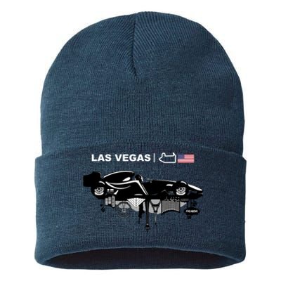 Formula Racing Car Las Vegas Circuit Usa Sustainable Knit Beanie