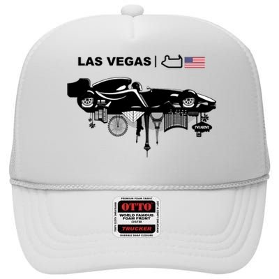 Formula Racing Car Las Vegas Circuit Usa High Crown Mesh Back Trucker Hat