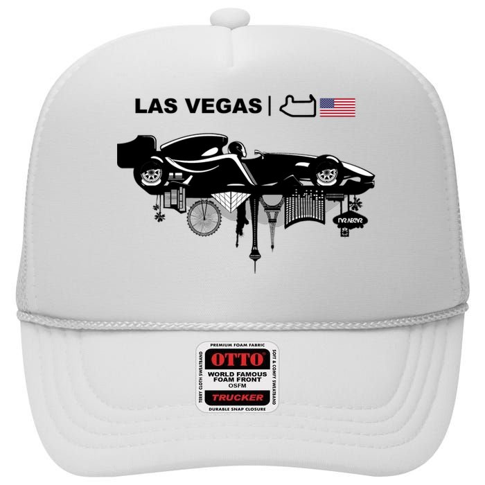 Formula Racing Car Las Vegas Circuit Usa High Crown Mesh Back Trucker Hat