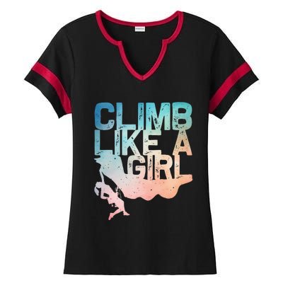 Funny Rock Climbing Rock Climber Ladies Halftime Notch Neck Tee