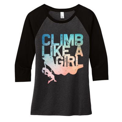 Funny Rock Climbing Rock Climber Women's Tri-Blend 3/4-Sleeve Raglan Shirt