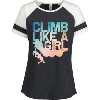 Funny Rock Climbing Rock Climber Enza Ladies Jersey Colorblock Tee