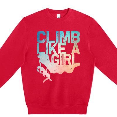 Funny Rock Climbing Rock Climber Premium Crewneck Sweatshirt