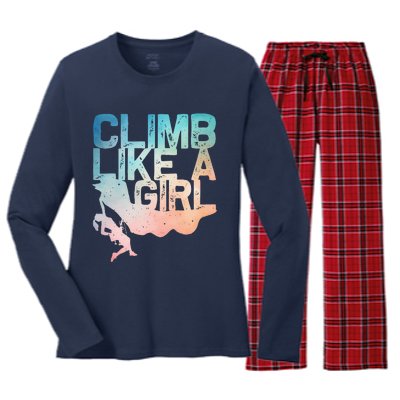 Funny Rock Climbing Rock Climber Women's Long Sleeve Flannel Pajama Set 