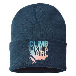 Funny Rock Climbing Rock Climber Sustainable Knit Beanie