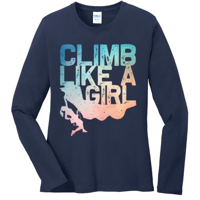 Funny Rock Climbing Rock Climber Ladies Long Sleeve Shirt