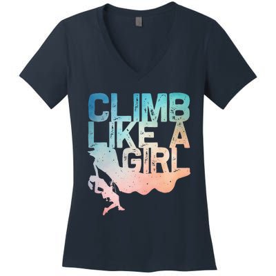 Funny Rock Climbing Rock Climber Women's V-Neck T-Shirt