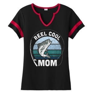 Funny Reel Cool Mom Fishing Mothers Day Ladies Halftime Notch Neck Tee