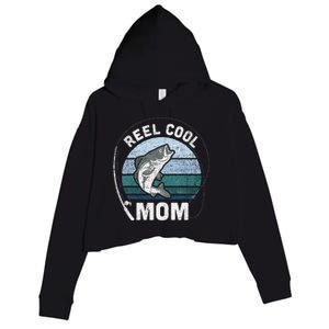 Funny Reel Cool Mom Fishing Mothers Day Crop Fleece Hoodie