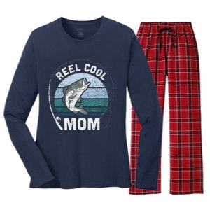 Funny Reel Cool Mom Fishing Mothers Day Women's Long Sleeve Flannel Pajama Set 