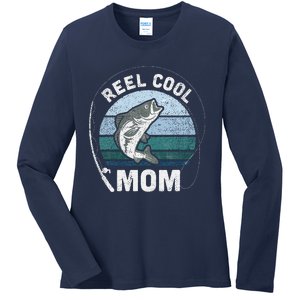 Funny Reel Cool Mom Fishing Mothers Day Ladies Long Sleeve Shirt