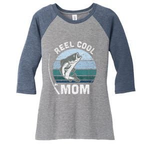 Funny Reel Cool Mom Fishing Mothers Day Women's Tri-Blend 3/4-Sleeve Raglan Shirt