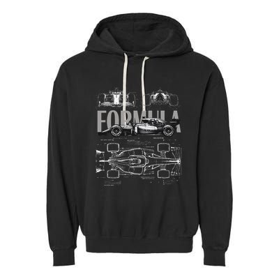 Formula Racing Car Silhouette Mechanical Engineering Design Garment-Dyed Fleece Hoodie