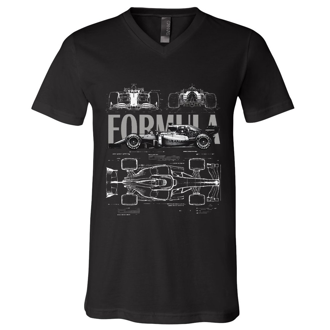 Formula Racing Car Silhouette Mechanical Engineering Design V-Neck T-Shirt