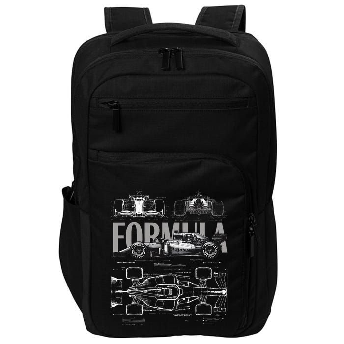 Formula Racing Car Silhouette Mechanical Engineering Design Impact Tech Backpack