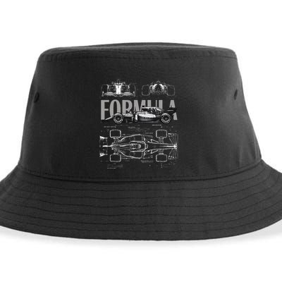 Formula Racing Car Silhouette Mechanical Engineering Design Sustainable Bucket Hat